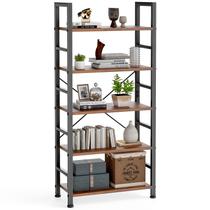 Estante de livros DUMOS 5 camadas clássica moderna rústica marrom Estante de livros DUMOS 5 camadas clássica moderna rústica marrom