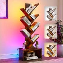 Estante de livros Evermagin de 6 camadas com luzes marrons rústicas Estante de livros Evermagin de 6 camadas com luzes marrons rústicas