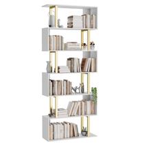 Estante de livros Gadroad Geometric de 6 camadas em madeira/metal Estante de livros Gadroad Geometric de 6 camadas em madeira/metal