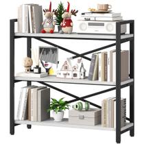 Estante de livros Homeiju 3 camadas de madeira/metal Etagere branca