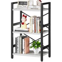 Estante de livros Homeiju Estante industrial de 3 camadas de metal branco Estante de livros Homeiju Estante industrial de 3 camadas de metal branco