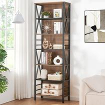 Estante de livros HOMISSUE Tall 7-Tier Rustic Wood Metal Vintage Brown Estante de livros HOMISSUE Tall 7-Tier Rustic Wood Metal Vintage Brown