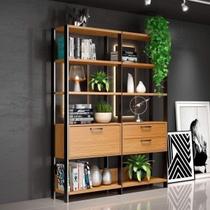 Estante de Livros Industrial 100% MDF 144CMX185CM 1 Porta 2 Gavetas Marrom/Freijó/Preto Estante de Livros Industrial 100% MDF 144CMX185CM 1 Porta 2 Gavetas Marrom/Freijó/Preto