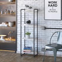 Estante de Livros Industrial 45CMX146CM Multiuso 4 Prateleiras Dynamica Yescasa Branco/Snow/Preto