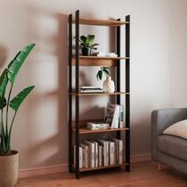 Estante de Livros Industrial 63CMX178CM 5 Prateleiras Marrom/Lamina Mel/Preto Estante de Livros Industrial 63CMX178CM 5 Prateleiras Marrom/Lamina Mel/Preto