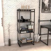 Estante de Livros Industrial Aço 60CMX145CM 4 Prateleiras Kuadra Preto/Onix Estante de Livros Industrial Aço 60CMX145CM 4 Prateleiras Kuadra Preto/Onix