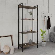 Estante de Livros Industrial Aço 60CMX146CM Multiuso 4 Prateleiras Active Yescasa Marrom/Carvalho Dark