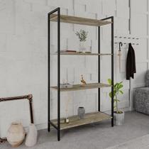 Estante de Livros Industrial Aço 80CMX146CM Multiuso 4 Prateleiras Active Yescasa Marrom/Carvalho