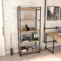 Estante de Livros Industrial Aço 80CMX187CM 5 Prateleiras Kuadra Marrom/Carvalho Estante de Livros Industrial Aço 80CMX187CM 5 Prateleiras Kuadra Marrom/Carvalho