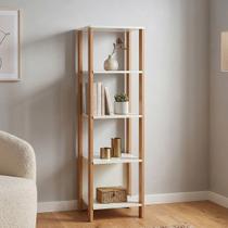 Estante de Livros Industrial MDF 33CMX135CM 5 Prateleiras Branco/Freijo/Off White