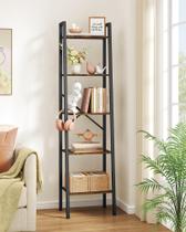 Estante de livros Ladder Hoctieon Industrial de 5 camadas em marrom rústico