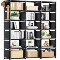 Estante de livros Mavivegue 18-Cube Extra Large DIY Storage preta