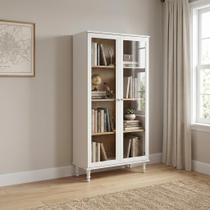 Estante de Livros MDF 80cmx151cm Ditália 2 Portas Vidro E-957 Estante de Livros MDF 80cmx151cm Ditália 2 Portas Vidro E-957