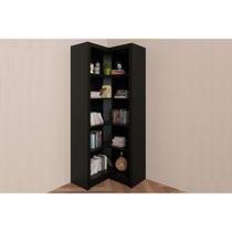 Estante de Livros ME4132 de Canto c/ 4 Prateleiras Preto - Tecno Mobili