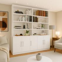 Estante de Livros Moderno MDF 191CMX210CM 5 Portas 8 Prateleiras Branco Estante de Livros Moderno MDF 191CMX210CM 5 Portas 8 Prateleiras Branco
