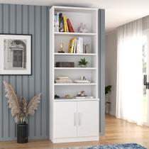 Estante de Livros Moderno MDF 78,5CMX223CM 2 Portas 5 Prateleiras Branco Estante de Livros Moderno MDF 78,5CMX223CM 2 Portas 5 Prateleiras Branco