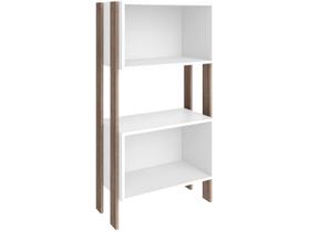 Estante de Livros RT3092 c/ 2 Nichos Rustico/Branco - Movelbento
