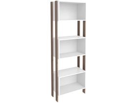 Estante de Livros RT3093 c/ 3 Nichos Rustico/Branco - Movelbento