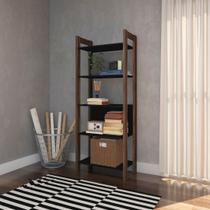 Estante de Livros Sala Multiuso 5 Prateleiras MDP Preto/Nogal Tecnomobili Estante de Livros Sala Multiuso 5 Prateleiras MDP Preto/Nogal Tecnomobili