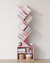 Estante de livros SUNMORY 6 Tier Tree com armário de armazenamento rosa