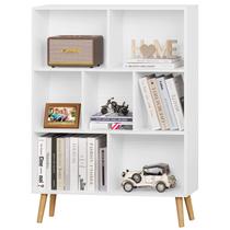 Estante de livros YAHARBO branca de 3 camadas com pernas e 7 cubos de armazenamento 80x24x110cm