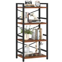 Estante de livros Yoobure de 4 camadas industrial pequena Berry Brown