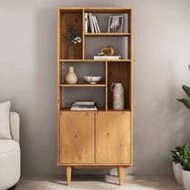 Estante de Madeira Alta 6 Nichos 2 Portas Freijó Simona Estante de Madeira Alta 6 Nichos 2 Portas Freijó Simona