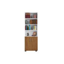 Estante De Madeira Branco Sala 5 Prateleiras Portas Freijó Estante De Madeira Branco Sala 5 Prateleiras Portas Freijó