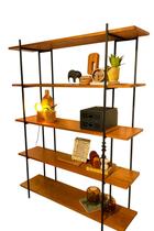 Estante de Madeira com Estrutura Ferro Preta 5 Prateleiras Design Moderna e Rustica