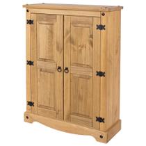 Estante de Madeira Maciça com 2 Portas e 3 Nichos Marrom Antique