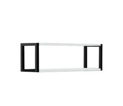 Estante de Parede 2 Níveis Berlim em Madeira Branca com Suporte Preto 20x20x60cm - PratK