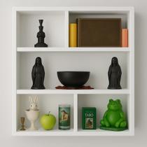 Estante de Parede Decorativa 5 Compartimentos, Branca, 70x70 cm, com Nichos para Livros e Objetos Decorativos Estante de Parede Decorativa 5 Compartimentos, Branca, 70x70 cm, com Nichos para Livros e Objetos Decorativos