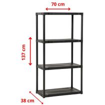 Estante de Plástico com 4 Prateleiras Preta 138,6x70,0x37,9cm 40kg São Bernardo