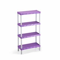 Estante de Plástico Lilás com 4 Prateleiras e Pezinhos - 528 Estante de Plástico Lilás com 4 Prateleiras e Pezinhos - 528
