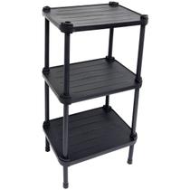 Estante de Plástico Modular Multiuso 3 Prateleiras 1 Torre Preta Montável 39 Kg Qualyplas