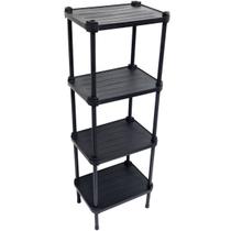 Estante de Plástico Modular Multiuso 4 Prateleiras 1 Torre Preta Montável 52 Kg Qualyplas Estante de Plástico Modular Multiuso 4 Prateleiras 1 Torre Preta Montável 52 Kg Qualyplas