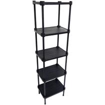 Estante de Plástico Modular Multiuso 5 Prateleiras 1 Torre Preta Montável 65 Kg Qualyplas Estante de Plástico Modular Multiuso 5 Prateleiras 1 Torre Preta Montável 65 Kg Qualyplas