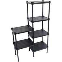 Estante de Plástico Modular Multiuso 6 Prateleiras 2 Torres Preta Montável 78 Kg Qualyplas Estante de Plástico Modular Multiuso 6 Prateleiras 2 Torres Preta Montável 78 Kg Qualyplas