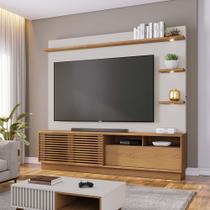 Estante de TV 70 Polegadas 200cm com Led Lidia Freijó/Off White Matte C04 - D'Rossi