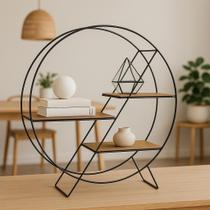 Estante Decorativa Redonda Aramada Preto Texturizado 3 Prateleiras 66cm Estante Decorativa Redonda Aramada Preto Texturizado 3 Prateleiras 66cm