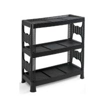 Estante Design Moderno modular Plástica Preta 3 Prateleiras