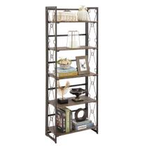 Estante Dobrável VECELO 5 Prateleiras Rústico Marrom 61x30x153cm