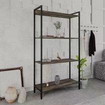 Estante Dynamica Industrial 3 Nichos 80 cm - Carvalho Dark/Preto