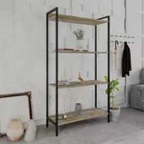 Estante Dynamica Industrial 3 Nichos 80 cm - Carvalho/Preto