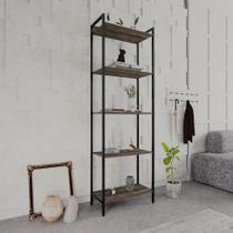 Estante Dynamica Industrial 4 Nichos 60 cm - Carvalho Dark/Preto
