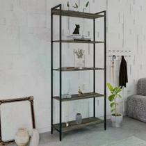 Estante Dynamica Industrial 4 Nichos 80 cm - Carvalho Dark/Preto