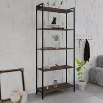 Estante Dynamica Industrial 4 Nichos 80 cm - Nogal/Preto