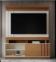 Estante e Home Theater Ripado para TV até 55 Polegadas 150cmx185cm Goias Bege Off White/Amendoa Estante e Home Theater Ripado para TV até 55 Polegadas 150cmx185cm Goias Bege Off White/Amendoa