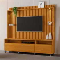 Estante e Home Theater Ripado para TV até 60 Polegadas MDF 190cm Led Tvs de com 3 Gavetas Absoluto Marrom Naturale Estante e Home Theater Ripado para TV até 60 Polegadas MDF 190cm Led Tvs de com 3 Gavetas Absoluto Marrom Naturale