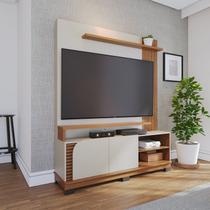 Estante e Home Theater Ripado para TV até 65 Polegadas 152cmx187cm 2 Portas Jurerê Branco Off White Matte/Freijó